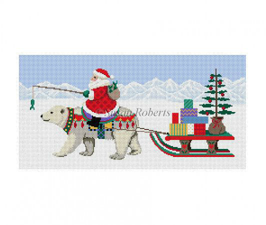 Santa Riding Polar Bear w/ Sled