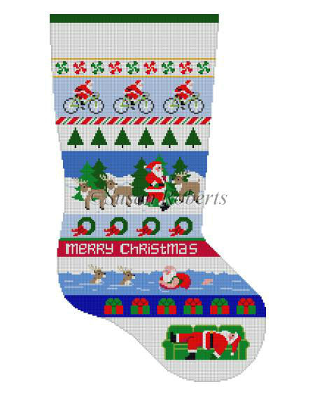 Triathlon Santa Stripe - Stocking