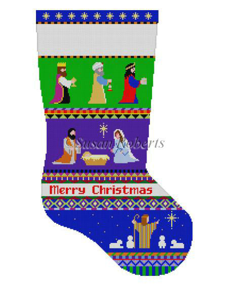 Bold Stripe Nativity - Stocking