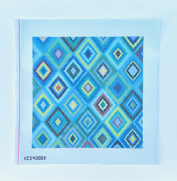 Multicolored Diamond Pillow - Blue