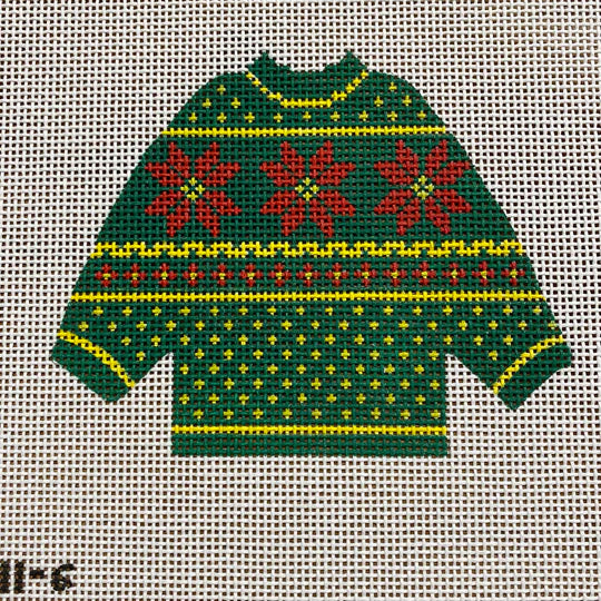 Green Poinsettia Pullover