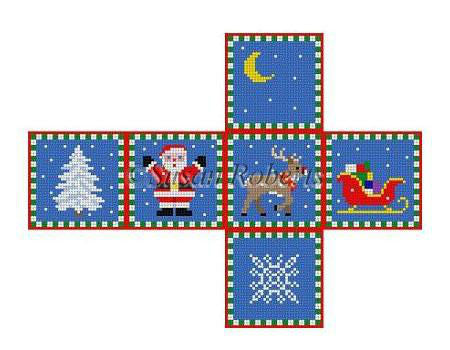 Santa - Sleigh - Reindeer & Tree - 2¾" cube