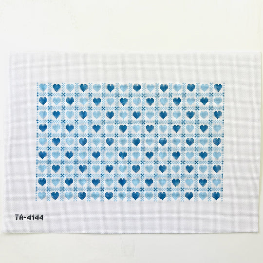 Blue Heart Check Pillow Canvas