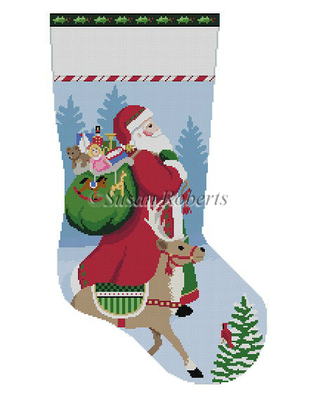 Tasseled Santa & Reindeer - Stocking