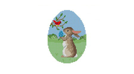 Rabbit w/ Cardinal - 4" Egg