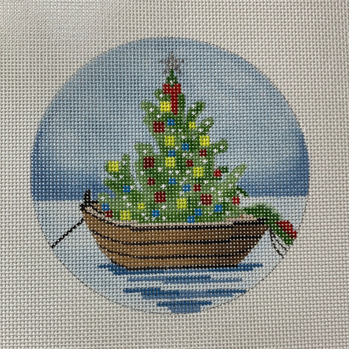 Nantucket Boat with Tree & Wreath