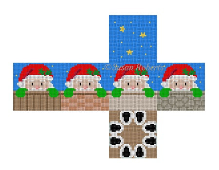 Santa Peeking - 2" cube