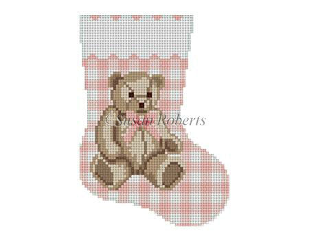 Gingham Teddy, pink - Mini Stocking