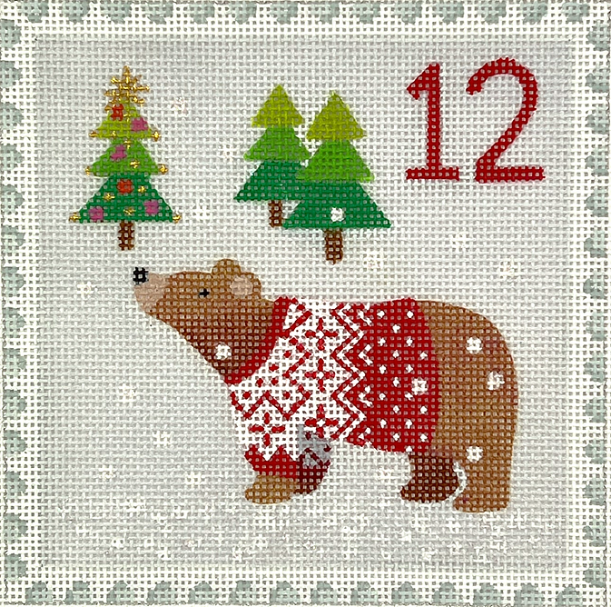 Klara Hawkins – Advent Stamp #12 – Bear in Sweater