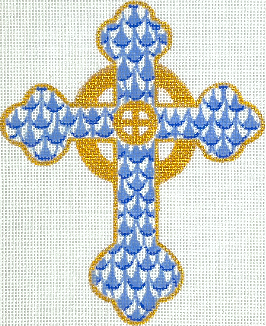 Fishnet Mini – Budded Celtic Cross – blues & gold