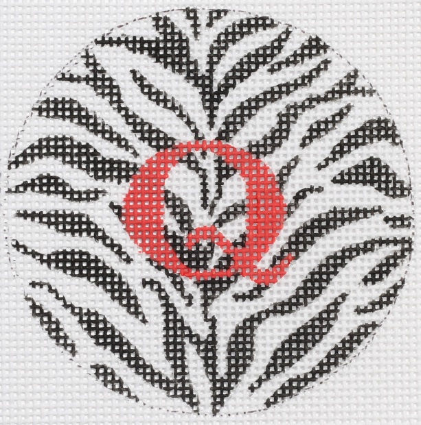 3" Round – Black & White Zebra, Red Letter