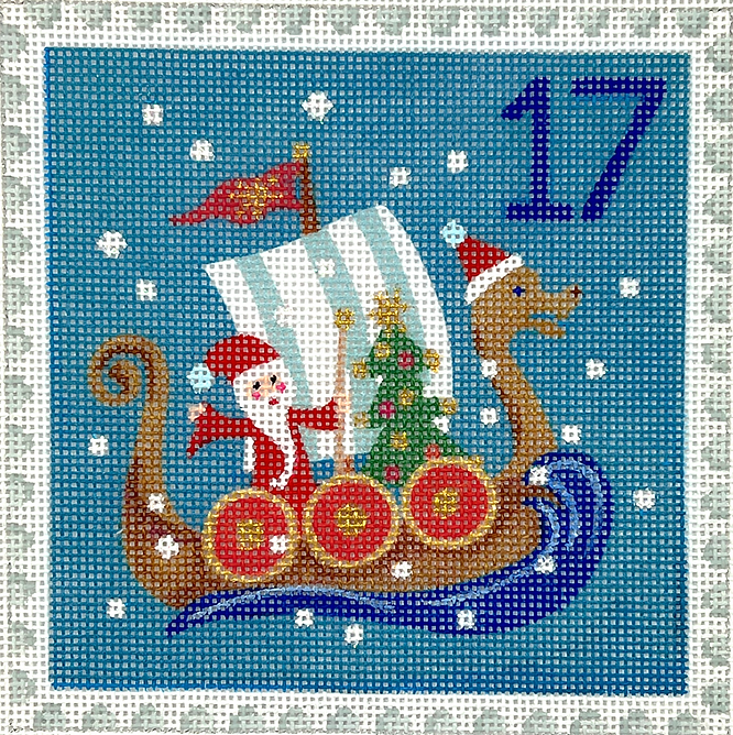 Klara Hawkins – Advent Stamp #17 – Santa in Dragon Boat