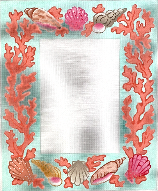 Frame – Mixed Shells & Coral – on soft turquoise