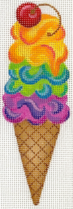 Mini Sweet Treat – Rainbow Swirly Triple Scoop Ice Cream Cone w/ Cherr —  Stitching Fox