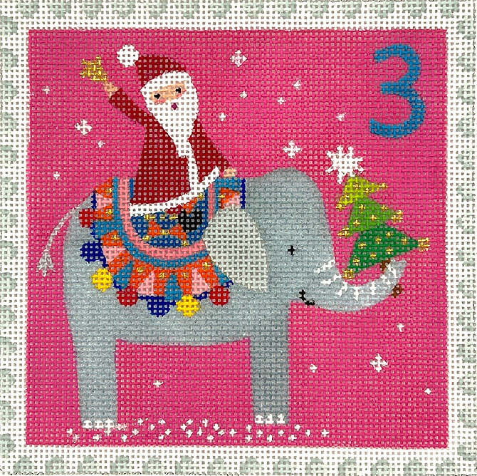 Klara Hawkins – Advent Stamp #3 – Santa on Elephant