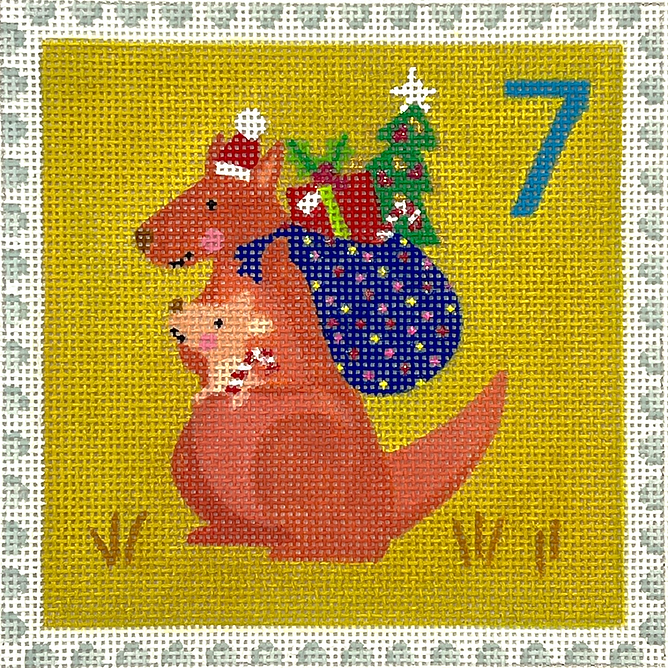 Klara Hawkins – Advent Stamp #7 – Kangaroo w/ Baby & Toy Sack