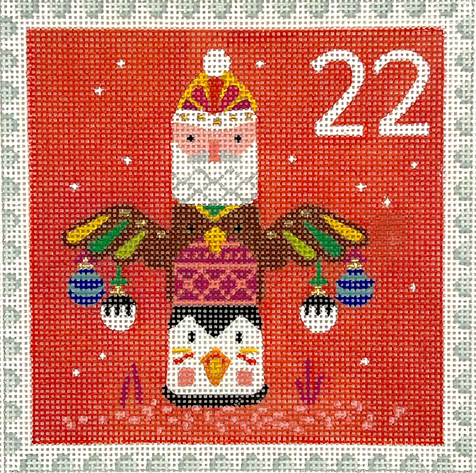 Klara Hawkins – Advent Stamp #22 – Totem Pole w/ Ornaments