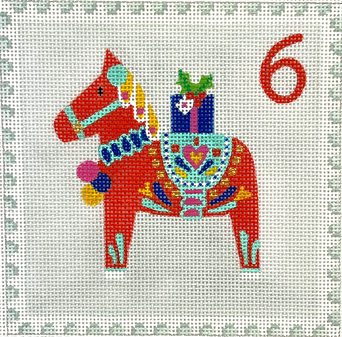 Klara Hawkins – Advent Stamp #6 – Dala Horse w/ Gift