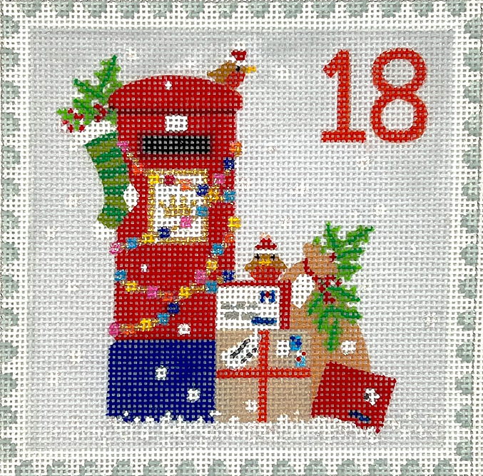 Klara Hawkins – Advent Stamp #18 – English Letter Box w/ Gifts