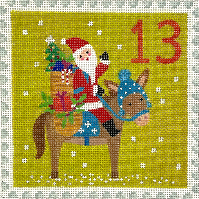 Klara Hawkins – Advent Stamp #13 – Santa on Donkey