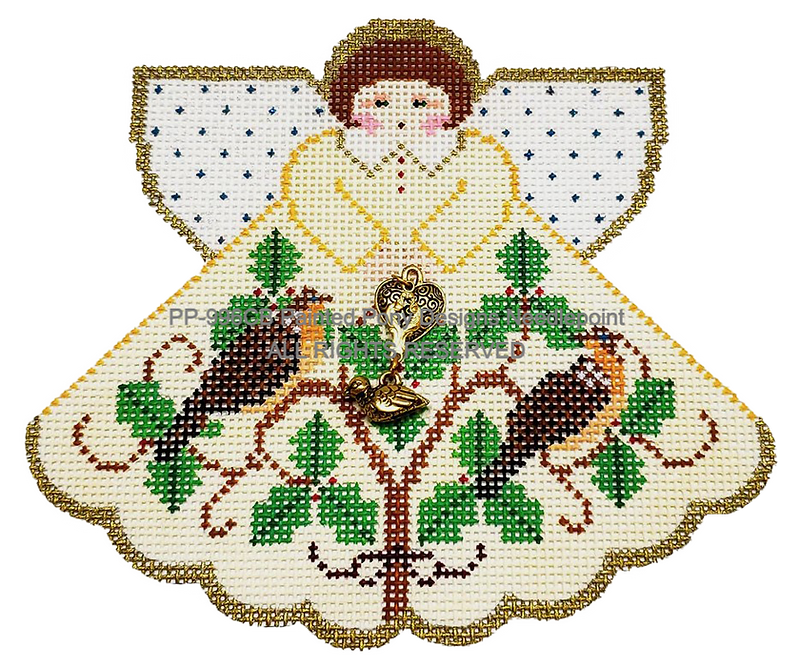 Angel with charms:  2 Turtle Doves (cream)