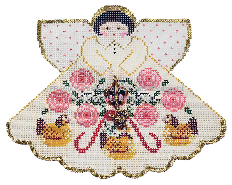 Angel with charms: 3 French Hens (cream)