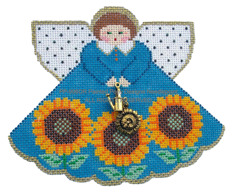 Angel with charms: Sunflowers (blue)