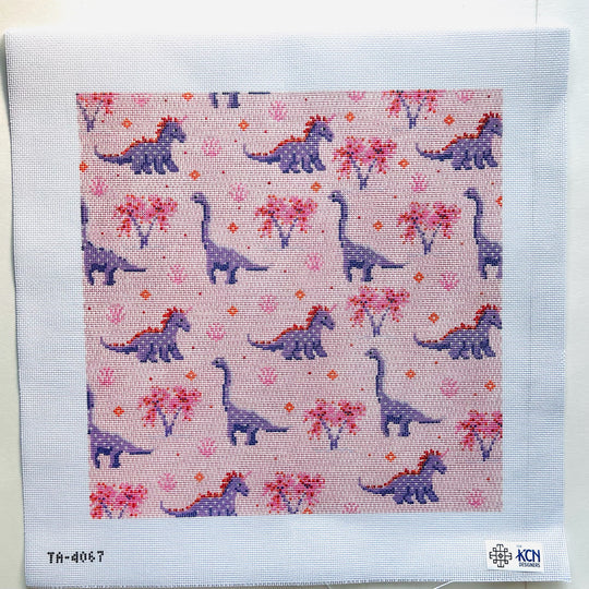 Dinosaur Large Square Canvas (Pink & Purple)