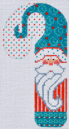 Teal Swirls Santa Candy Cane