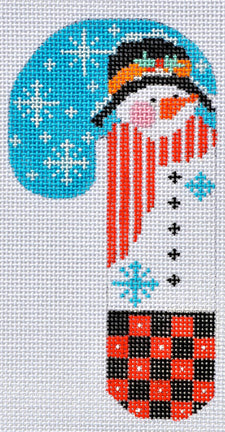 Flowered Hat Snowman Candy Cane