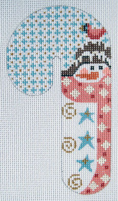 Cardinal Snowman Candy Cane