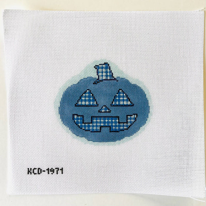 Plaid Pumpkin Ornament (Blue)