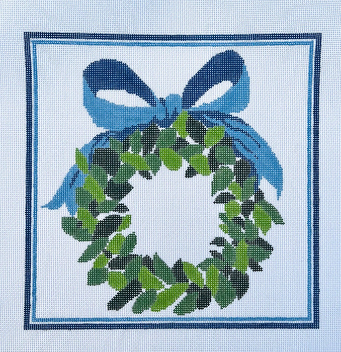 Blue Wreath PIllow