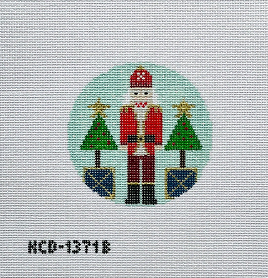 Santa Nutcracker on Blue Round