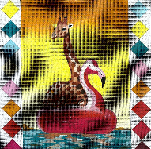 Giraffe In Flamingo Float