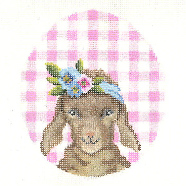 Kidd with Flower Crown on Pink Gingham