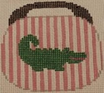 Alligator on Pale Pink and White Stripe