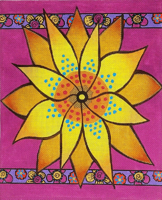 Yellow Flower with Purple Borders