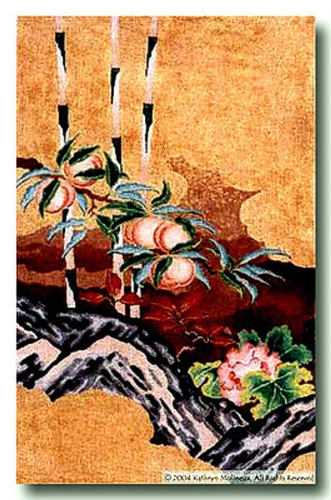 Peaches & Peonies (Center Panel)