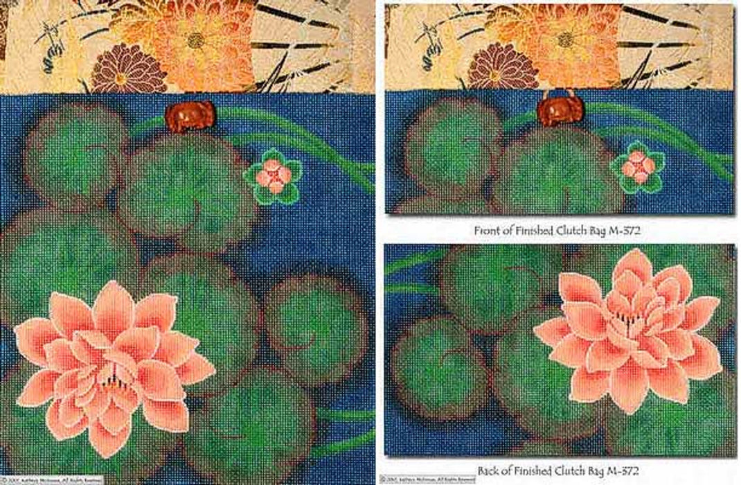 Clutch Bag: Water Lilies w/Obi Flap and boxwood button