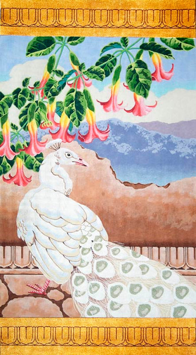 White Peacock Tapestry (with hills)