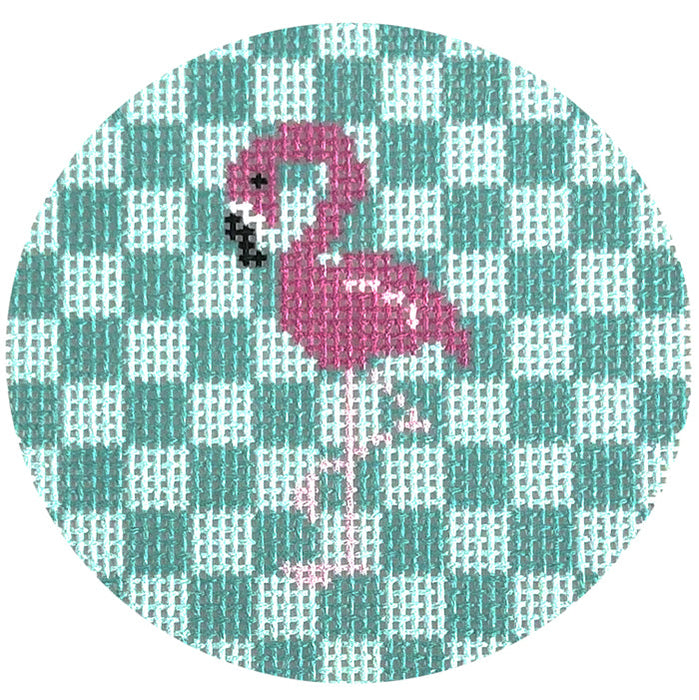 Pink Flamingo on Aqua 3 Round