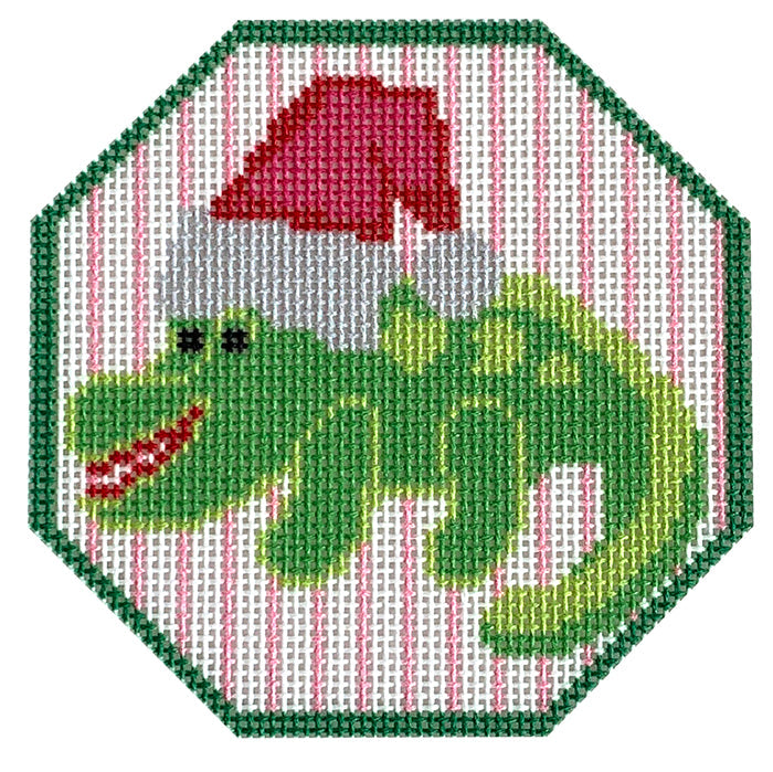 Alligator with Santa Hat Octagon