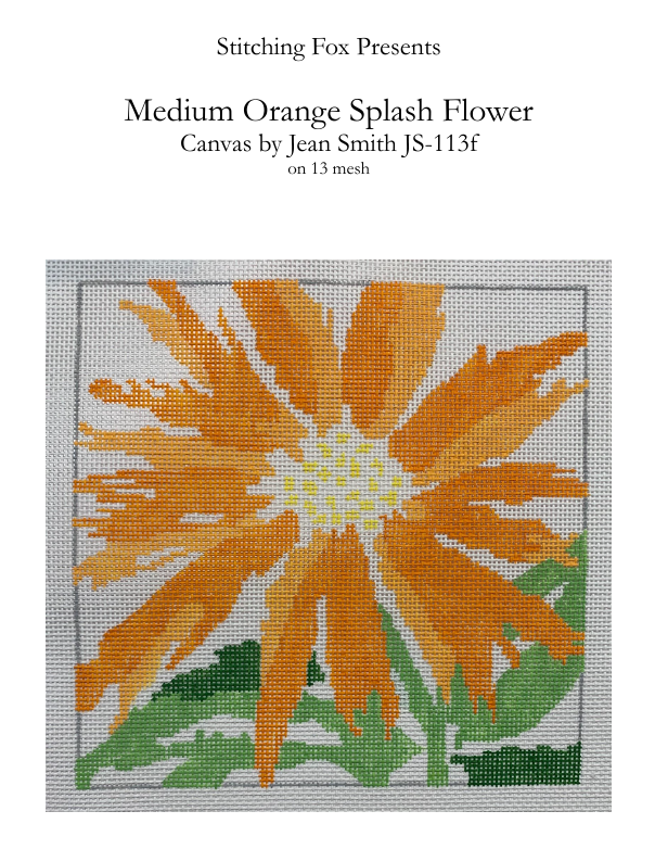 Stitch Guide for Medium Orange Splash Flower — Stitching Fox