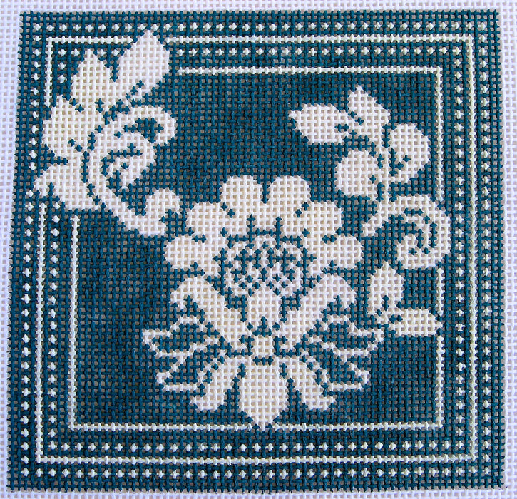 Karen's Teal Damask Coasters - 4 Total