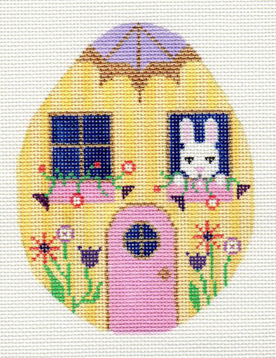 Floral Egg W/ Bunny House