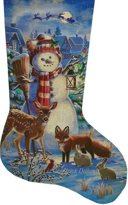 Night Watch Snowman w/ Forest Friends - Stocking