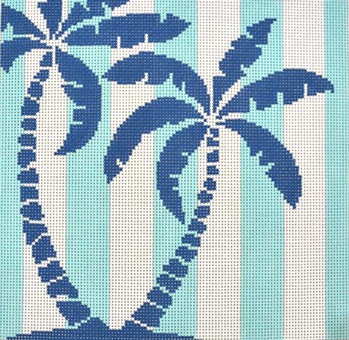 Palm Tree Stencil on Aqua