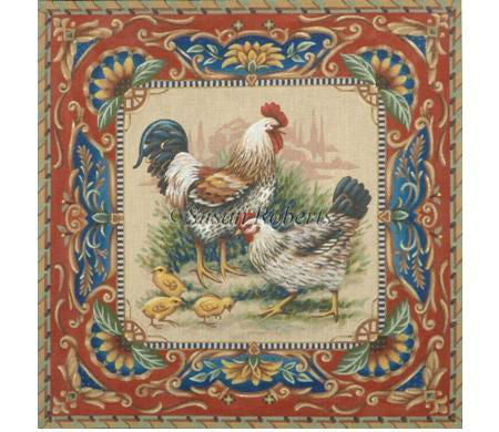 Rooster, Hen And Chicks