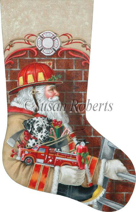 Fireman Santa - Stocking — Stitching Fox